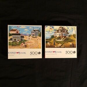 Charles Wysocki 500-Piece Coastal Village Jigsaw Puzzles - Set of 2 complete